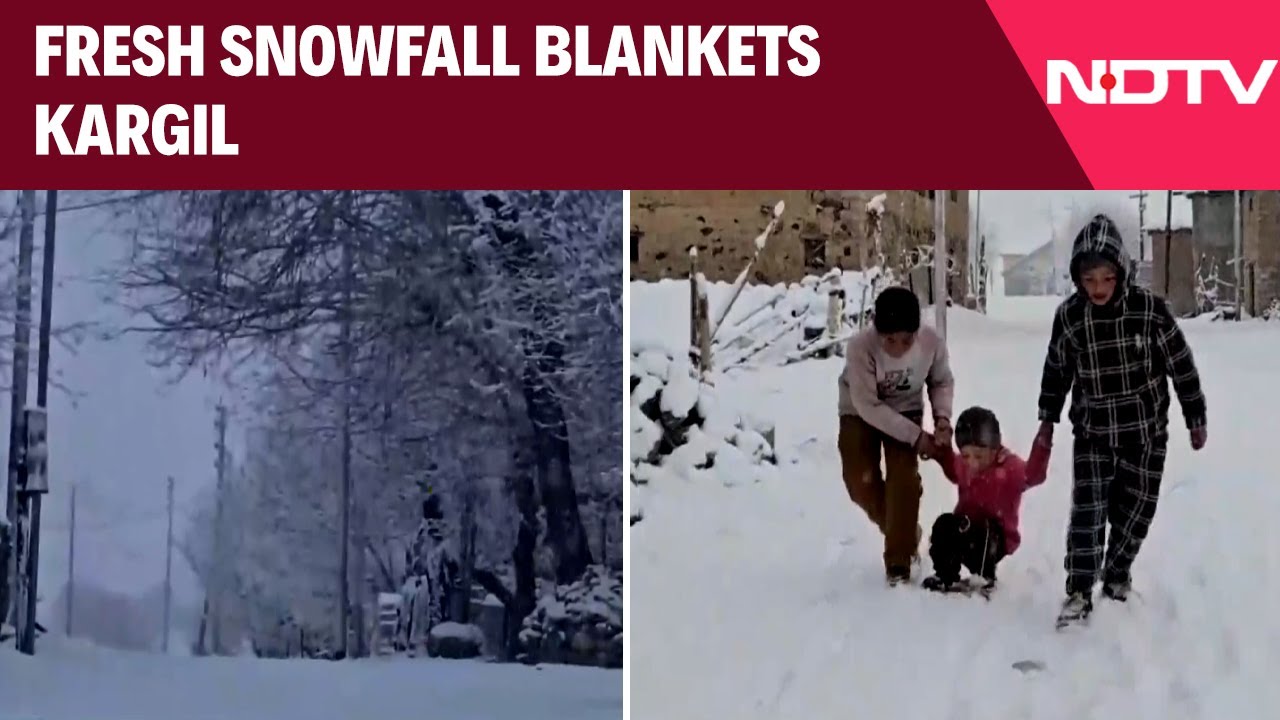 Snowfall | Heavy Snowfall In Kargil Turns The Cold Desert Into A Picturesque White Wonderland