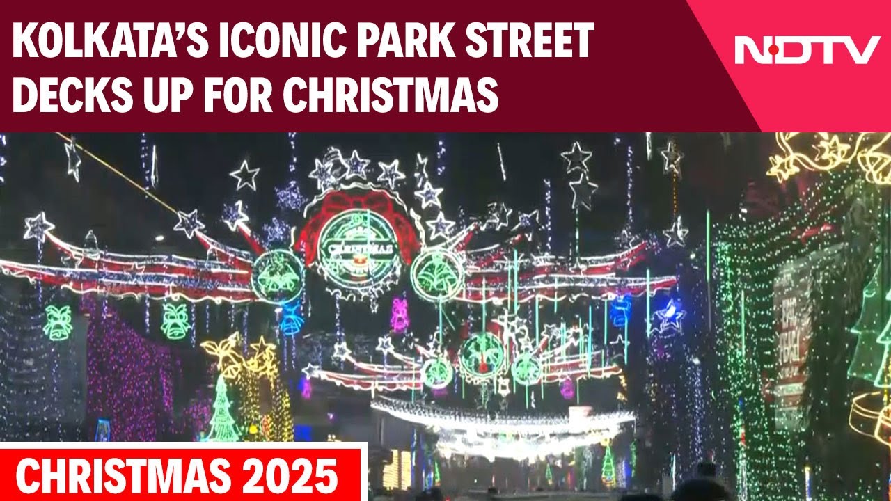 Christmas 2025 | Kolkata's Iconic Park Street Decked Up Beautifully With Lights, Stars And Cribs