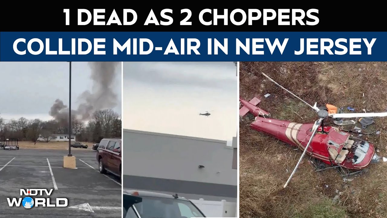 New Jersey Helicopter Crash | 1 Dead As 2 Choppers Collide Midair & Spins Before Falling On Ground