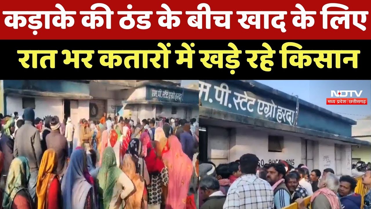 Harda News: कड़ाके की ठंड के बीच Fertilizer के लिए रात भर कतारों में खड़े रहे Farmers