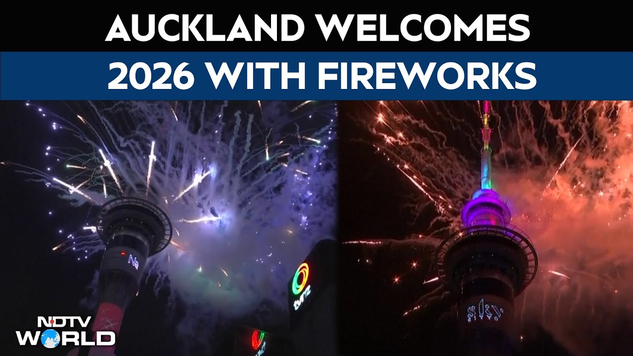 Fireworks From Auckland's Sky Tower Hail Arrival Of 2026 In New Zealand