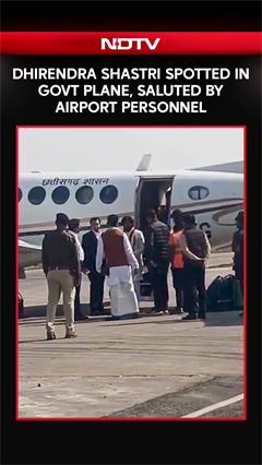 Religious Guru Dhirendra Shastri Spotted Using Government Plane, Saluted By Airport Personnel