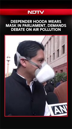 Video: Delhi Pollution News | Deepender Hooda Wears Gas Mask in Parliament, Demands Debate on Air Pollution