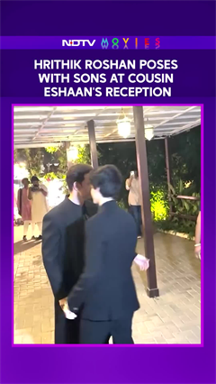 Hrithik Roshan Poses With Sons At Cousin Eshaan's Reception