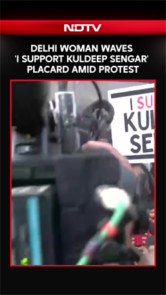 Unnao Rape Case: Delhi Woman Waves 'I Support Kuldeep Sengar' Placard Amid Protest