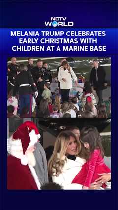 Melania Trump Celebrates Early Christmas With Children At A Marine Base In Virginia