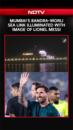 Mumbai's Bandra-Worli Sea Link Illuminated With Image Of Football Star Lionel Messi