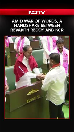 Amid War Of Words, A Handshake Between Telangana CM Revanth Reddy And KCR