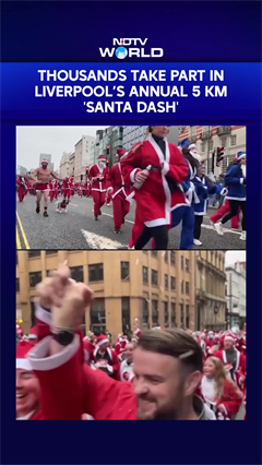 Thousands Of Runners In Santa Costumes Take Part In Liverpool's Annual 5 Km Santa Dash