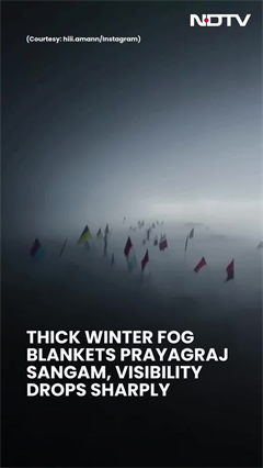 Thick Winter Fog Blankets Prayagraj Sangam, Visibility Drops Sharply