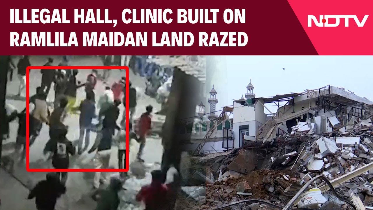 Delhi Demolition Latest News | Illegal Hall, Clinic Built On Ramlila Maidan Land Razed Near Mosque
