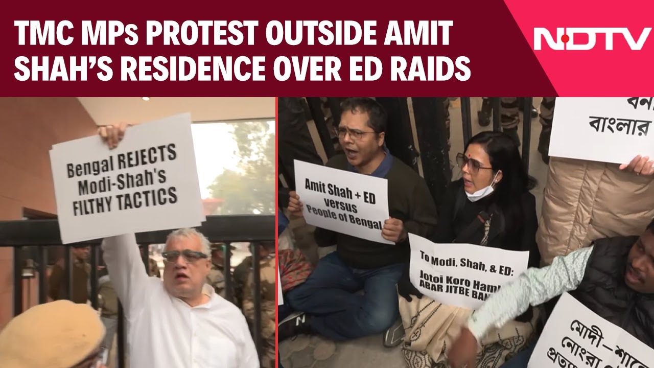 TMC MPs Protest Outside Amit Shah's Residence Over ED Raid on I-PAC Office