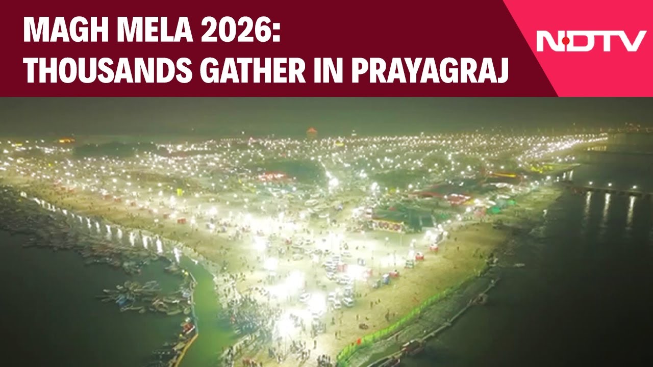 Drone Footage Showcases A Stunning Spectacle As Thousands Gather In Prayagraj For Magh Mela