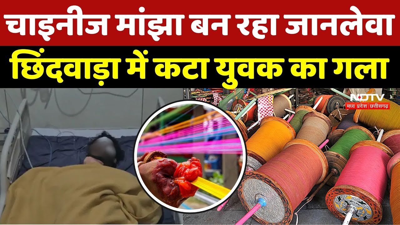 Chinese Manjha Accident: चाइनीज मांझा बन रहा जानलेवा! छिंदवाड़ा में कटा युवक का गला | Biker Injured