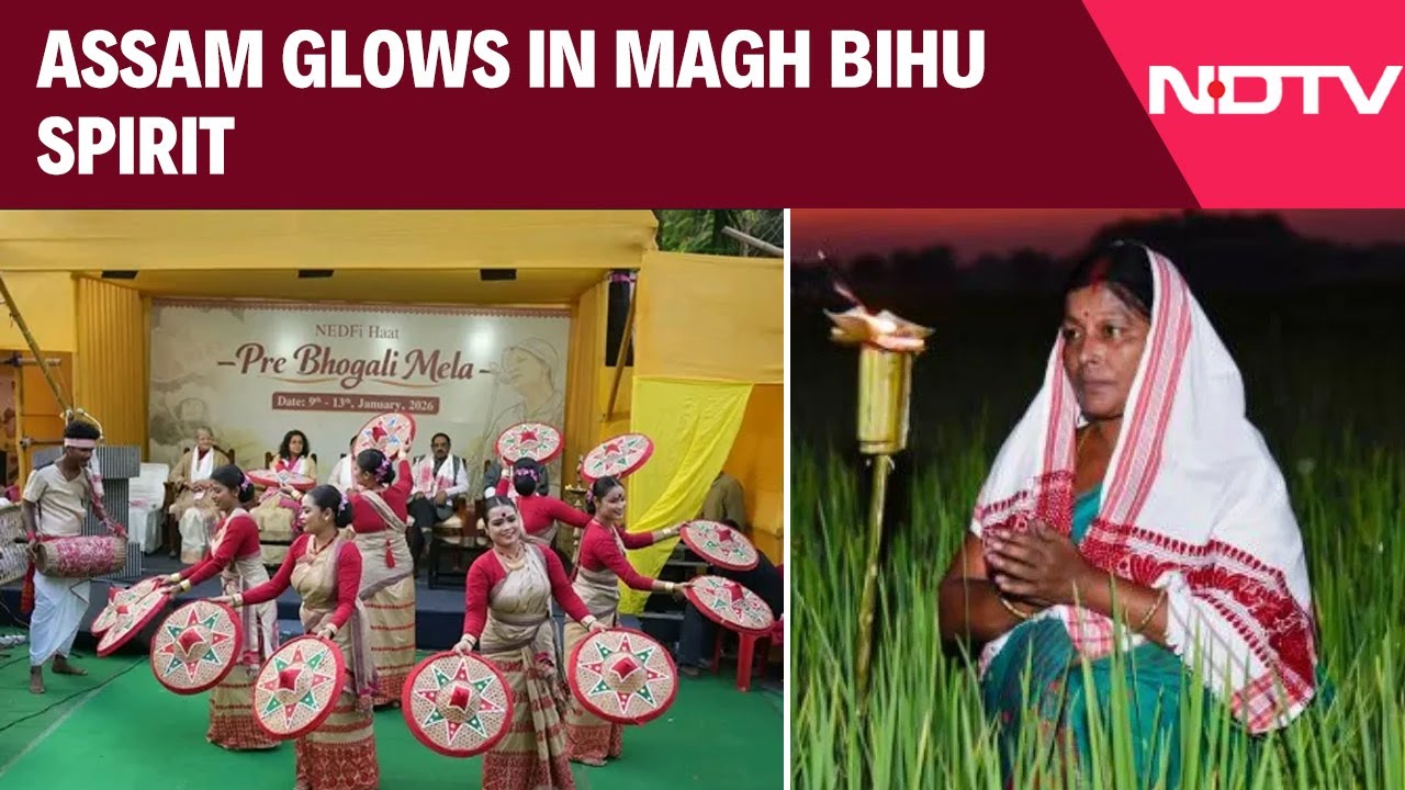 Bihu 2026 Today | Assam Glows In Magh Bihu Spirit, 'Meji' Flames Ignite Joy