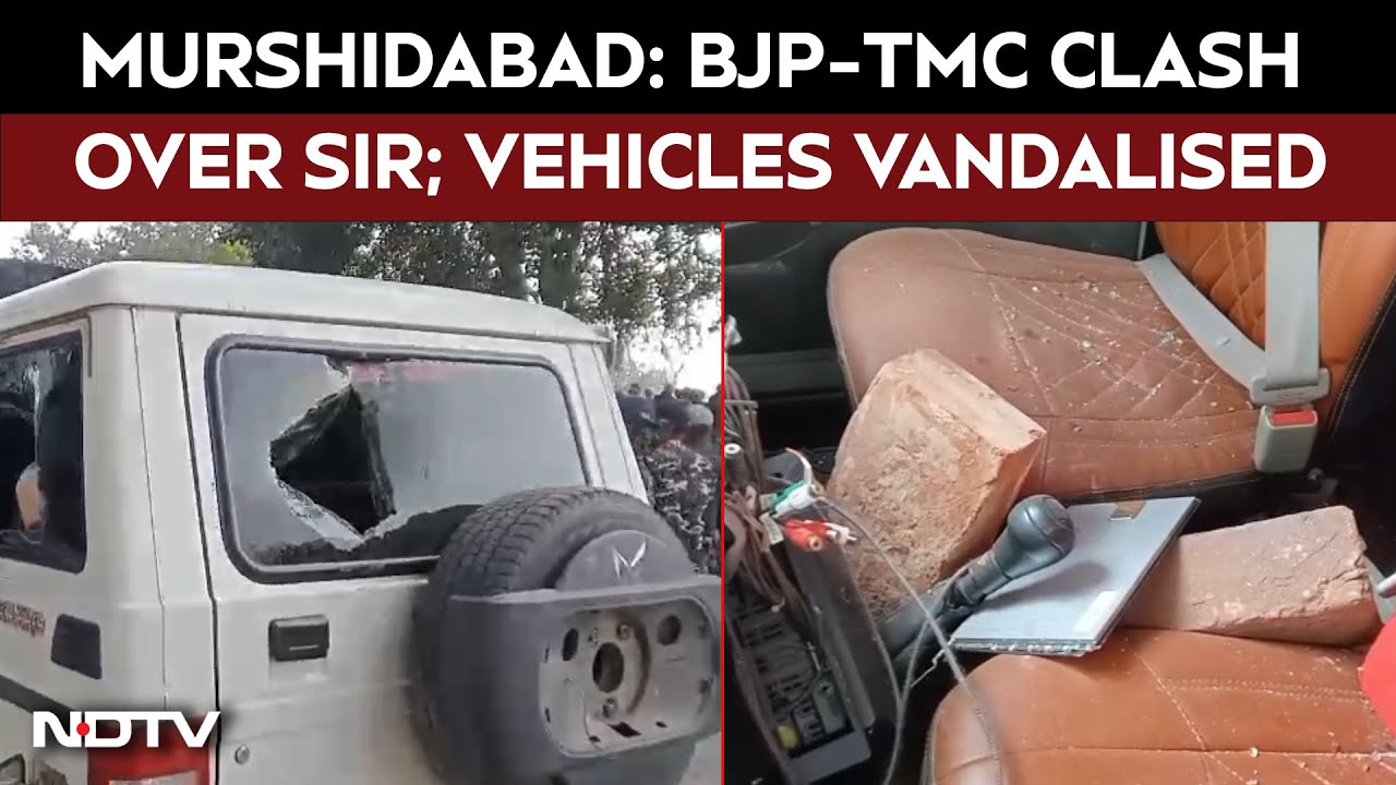 Murshidabad Violence | Murshidabad: BJP&ndash;TMC Clash Over SIR Process; Vehicles Vandalised