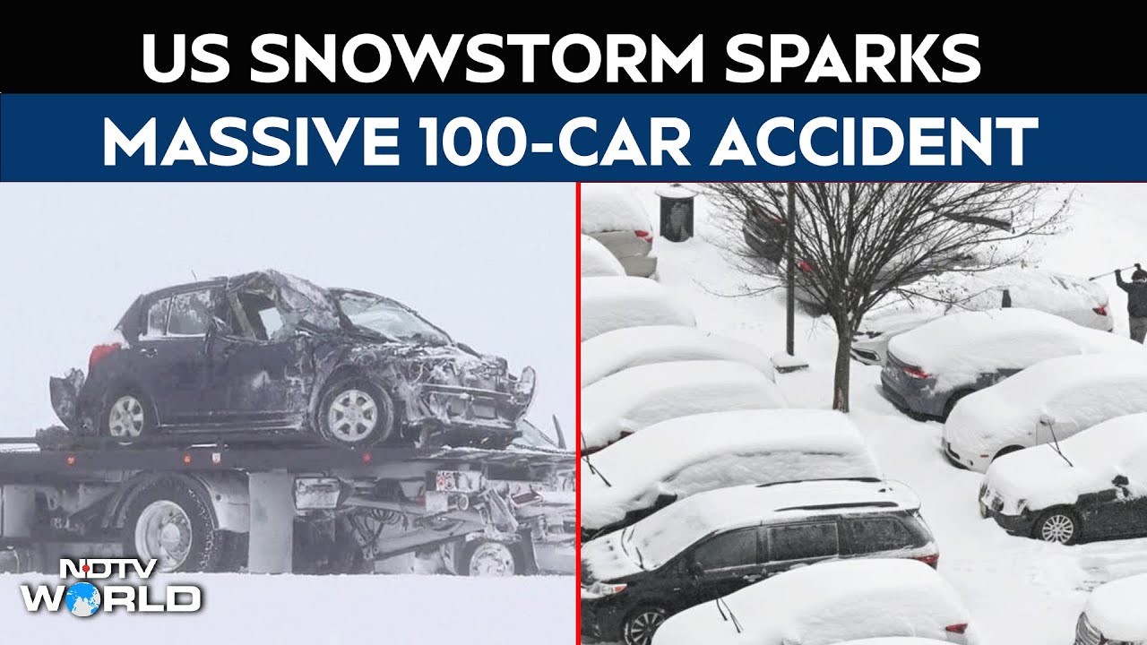 US Snowstorm | Winter Storm Causes Chaos Across The US, 100+ Cars Pile Up In Michigan