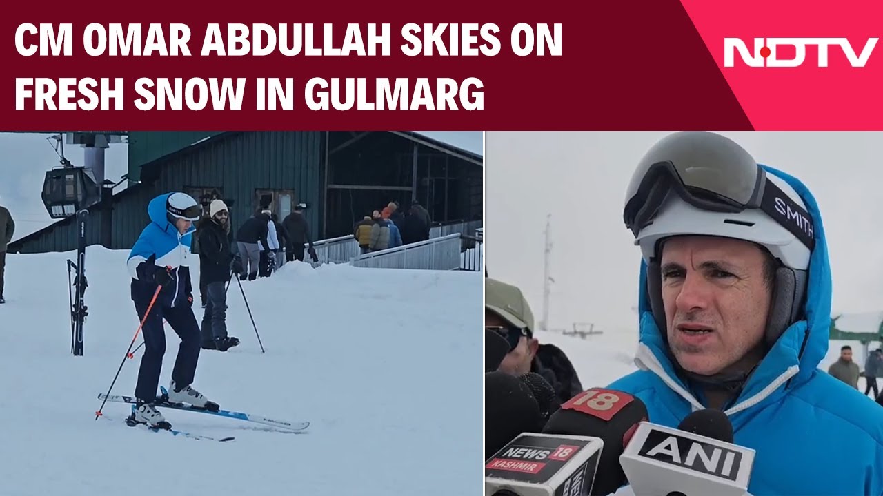 Jammu And Kashmir CM Omar Abdullah skies on fresh snow in Gulmarg