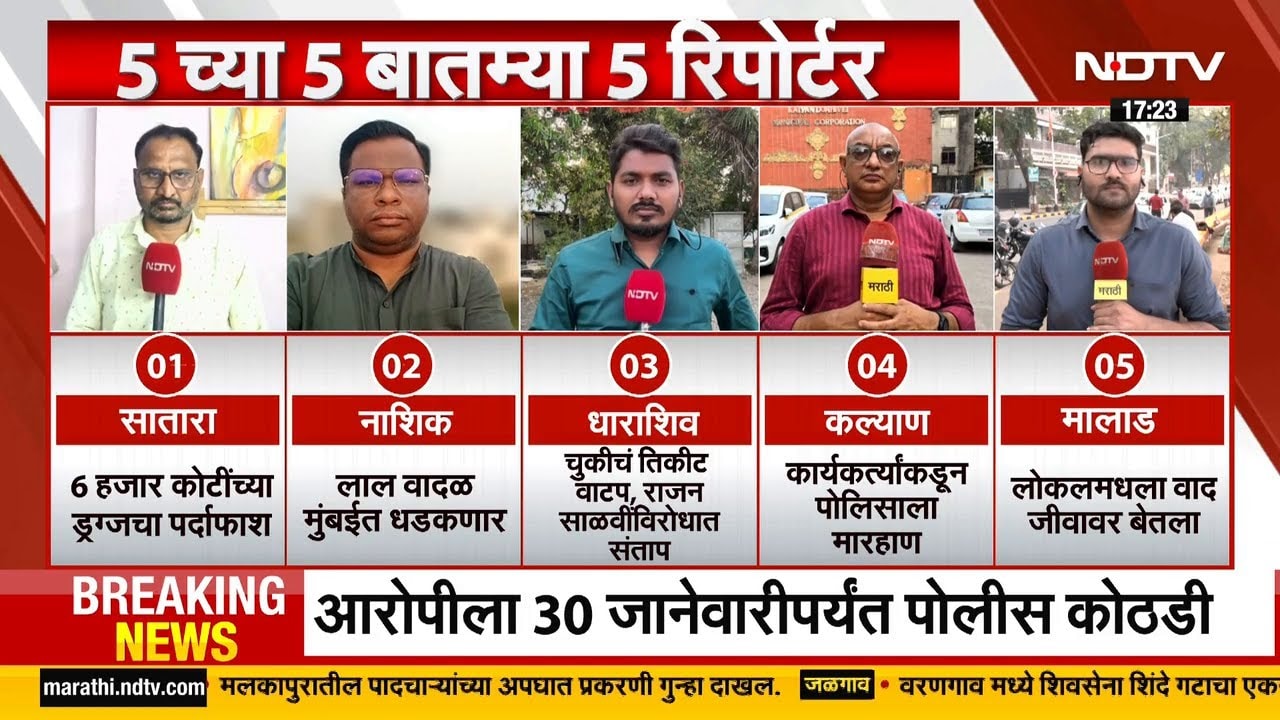 दिवसभरातील 5 महत्त्वाच्या बातम्या सविस्तर | Satara | Nashik | Dharashiv | Kalyan | Malad | NDTV