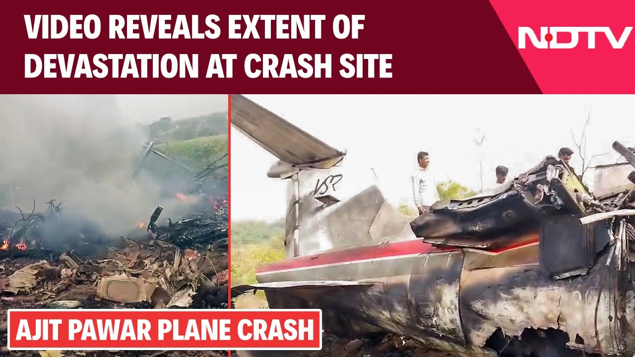 Ajit Pawar News: Devastating Footage Shows Charred Wreckage, Smoke After Crash