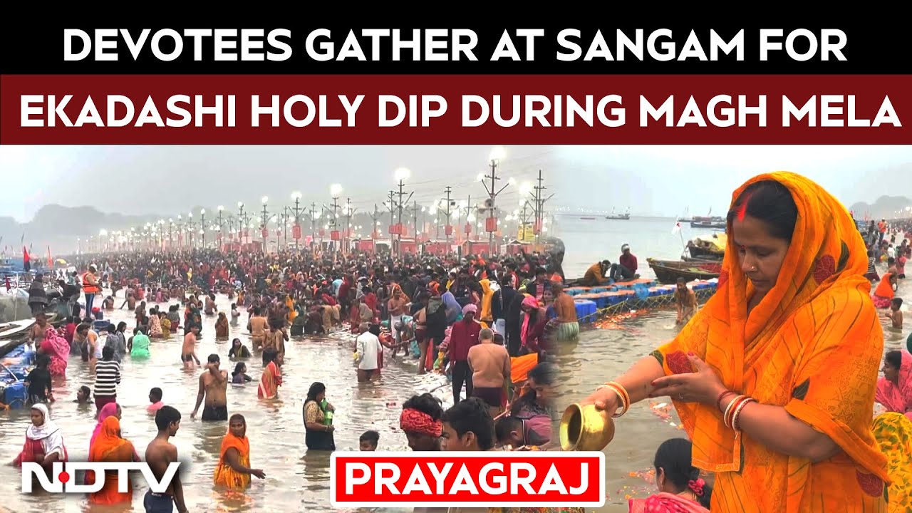 Magh Mela 2026 | Devotees Throng Prayagraj Sangam For Shukla Paksh Ekadashi Snan
