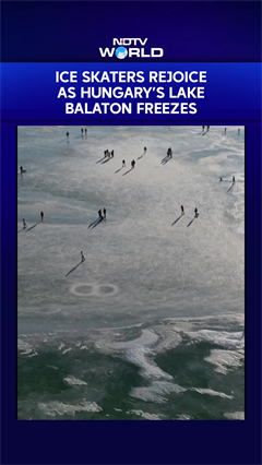 Hungary's Lake Balaton Freezes For The First Time In Years, Ice Skaters Rejoice
