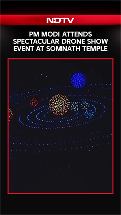 PM Modi Gujarat Visit | PM Modi Attends Spectacular Drone Show Event At Somnath Temple