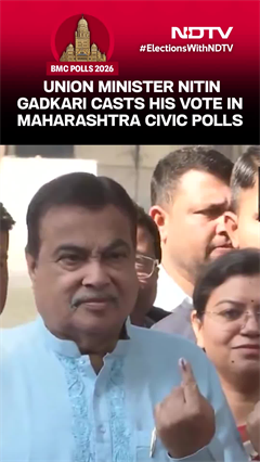 Union Minister Nitin Gadkari Casts His Vote In Maharashtra Civic Polls