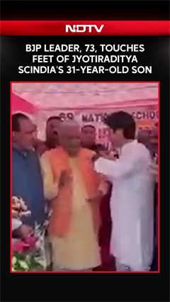 Video: BJP Leader, 73, Touches Feet Of Jyotiraditya Scindia's 31-Year-Old Son