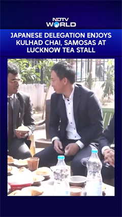 Japanese Delegation Stops at Lucknow's Sharma Tea Stall, Relishes Kulhad Chai & Samosas