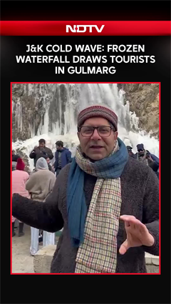 Frozen Waterfall Draws Tourists In Gulmarg, Cold Wave Persists In J&K