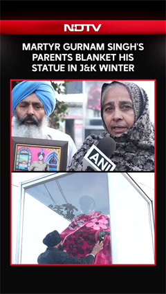 Martyr Gurnam Singh's Parents Cover His Statue With Blanket In J&K Winter