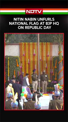 BJP National President Nitin Nabin Unfurls National Flag At BJP Headquarters On Republic Day