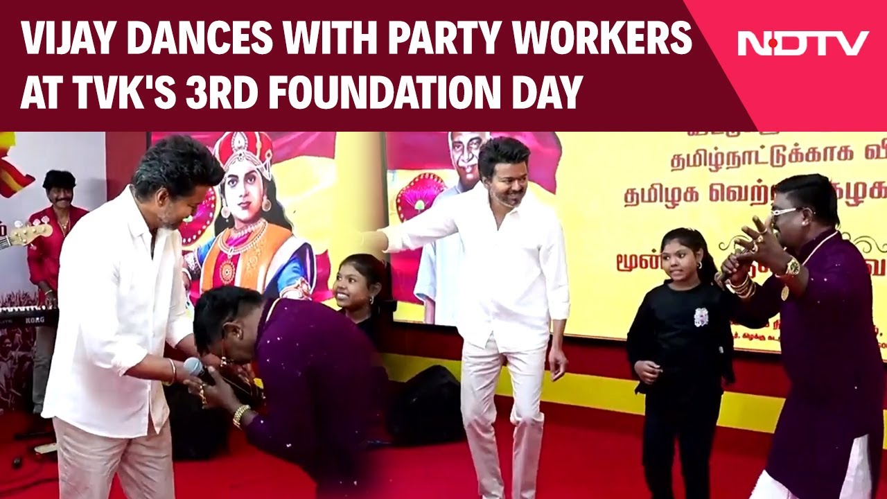 Vijay Dances With Party Workers At TVK's 3rd Foundation Day In Delhi