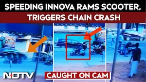 Shocking CCTV Video: Speeding Innova Rams Scooter, Triggers Chain Crash In Udupi