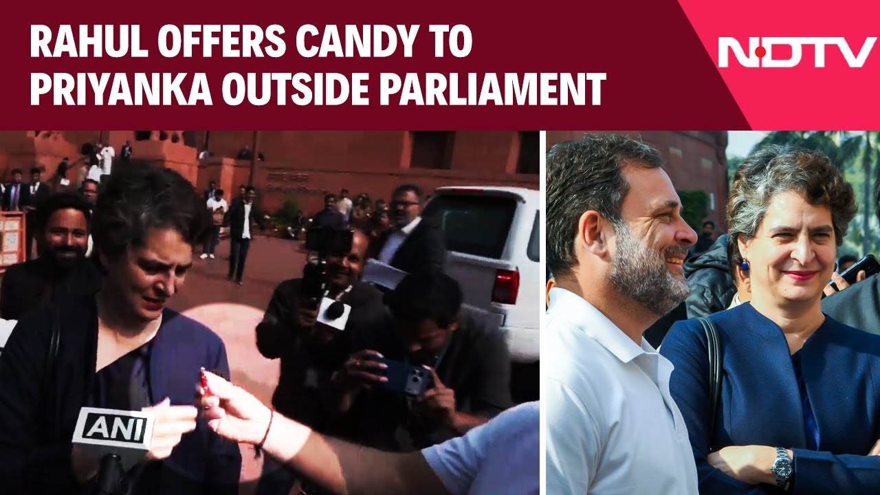 Rahul Gandhi’s Sweet Gesture To Priyanka Gandhi, Offers Candy Outside Parliament