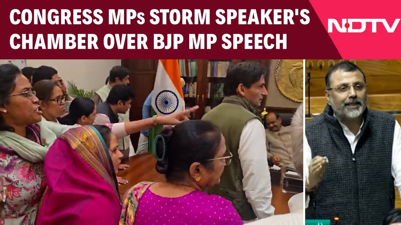 Congress MPs Storm Speaker's Chamber Over Nishikant Dubey Speech