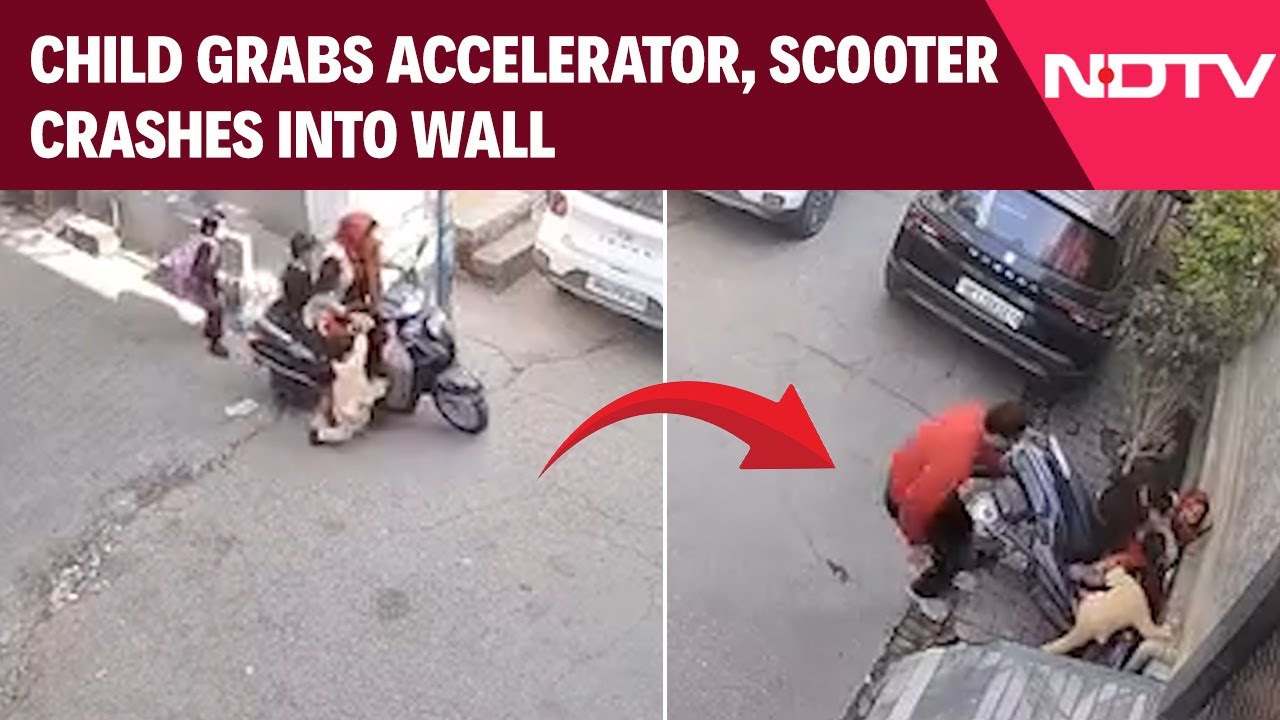 UP News Today | Muzaffarnagar: Child Grabs Accelerator, Scooter Bolts Forward And Crashes Into Wall