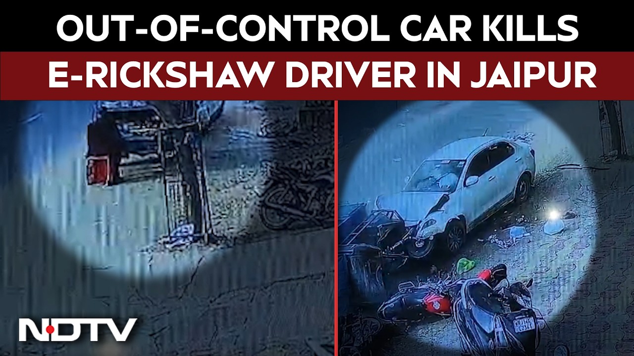 Out-of-Control Car Kills E-Rickshaw Driver in Jaipur, CCTV Captures Horror