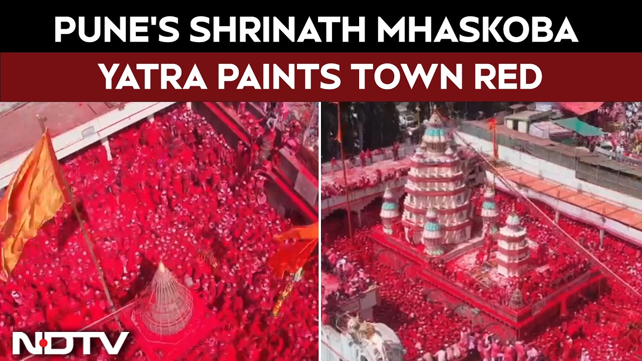 Veer Yatra Of Lord Shiv Avatar Shrinath Mhaskoba Concludes In Pune, Thousands Immersed In Red Gulal