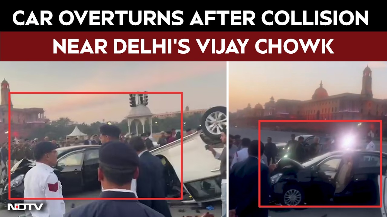 Delhi Accident News | SUV Overturns After Collision With Another Car At Vijay Chowk In Delhi