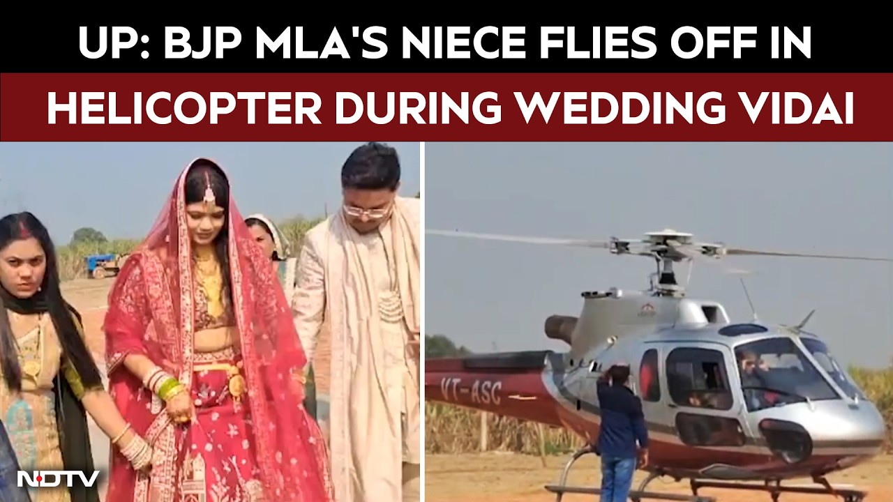 UP BJP MLA’s Niece Departs In Helicopter During Wedding Vidai, Video Goes Viral