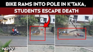 On Camera, Speeding Bike Rams Electric Pole In Karnataka, 2 Students Hurt