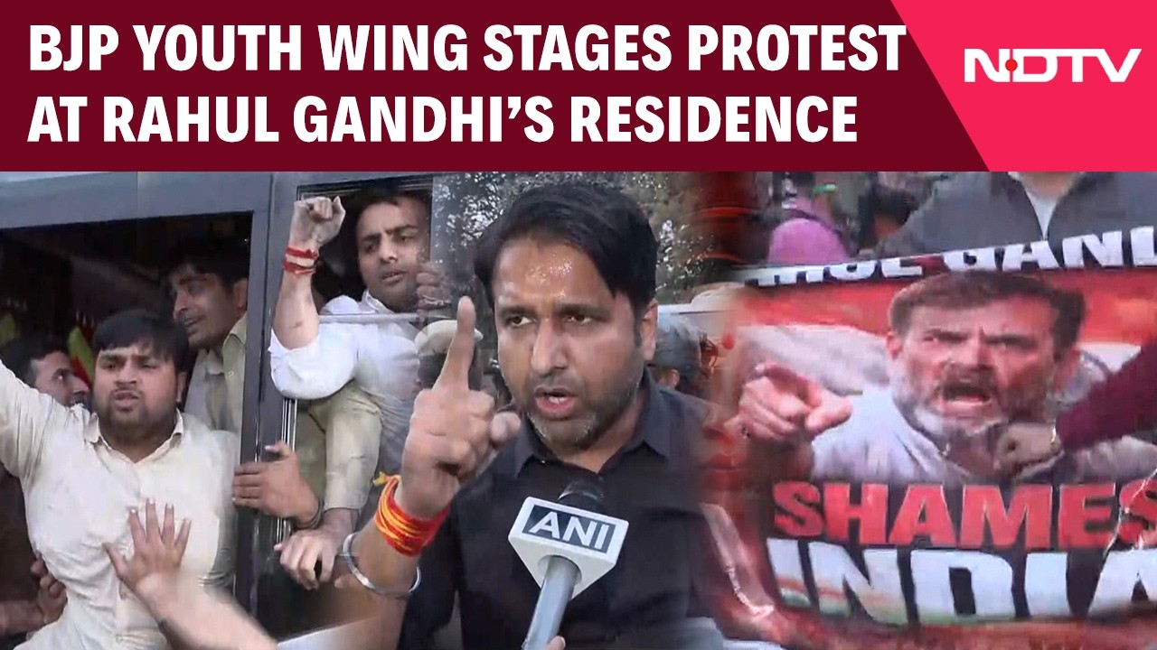 After Youth Congress Protest At AI Summit, BJYM Demonstrates Outside Rahul Gandhi's Residence
