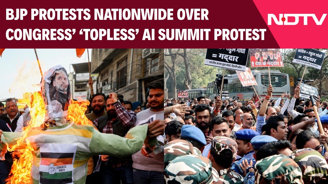 BJP Protests Nationwide Over Congress’ ‘Topless’ AI Summit Protest | Political Face-Off Escalates