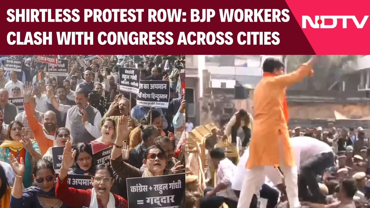 Shirtless Protest Row Escalates: BJP Workers Clash With Congress Across Cities