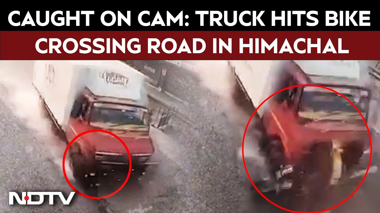 Caught On Cam: Truck Rams Bike in Kangra, Rider Critically Injured