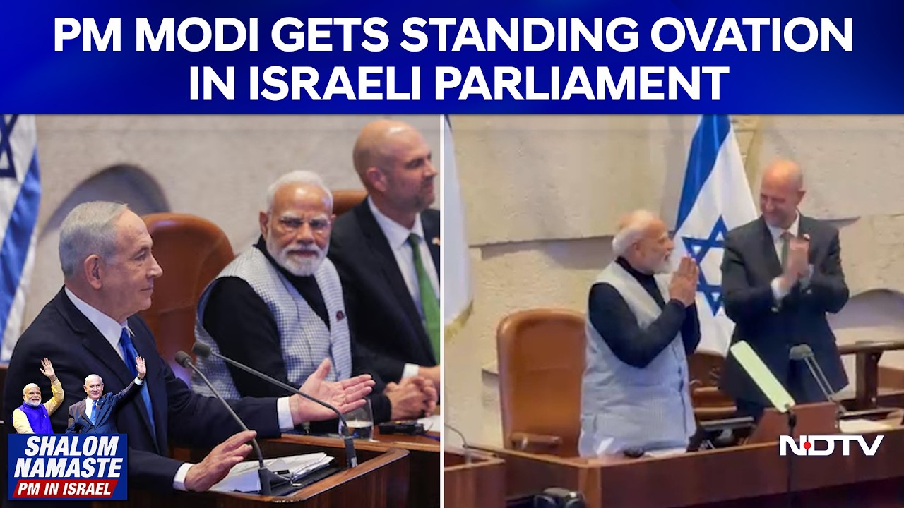 PM Modi In Israel | Standing Ovation And Big Applause For PM Modi In Israeli Parliament