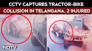 Telangana Road Accident | CCTV Captures Tractor-Bike Collision In Telangana; Two Injured