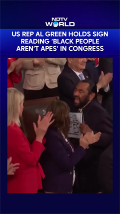 US Rep Al Green Holds Sign Reading 'Black People Aren't Apes' In Protest Against President Trump
